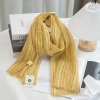Solid-color, elegant, hollowed-out, artistic, short cotton and linen scarves for women, spring and summer narrow version linen sun protection gauze scarves, thin style wholesale details Picture